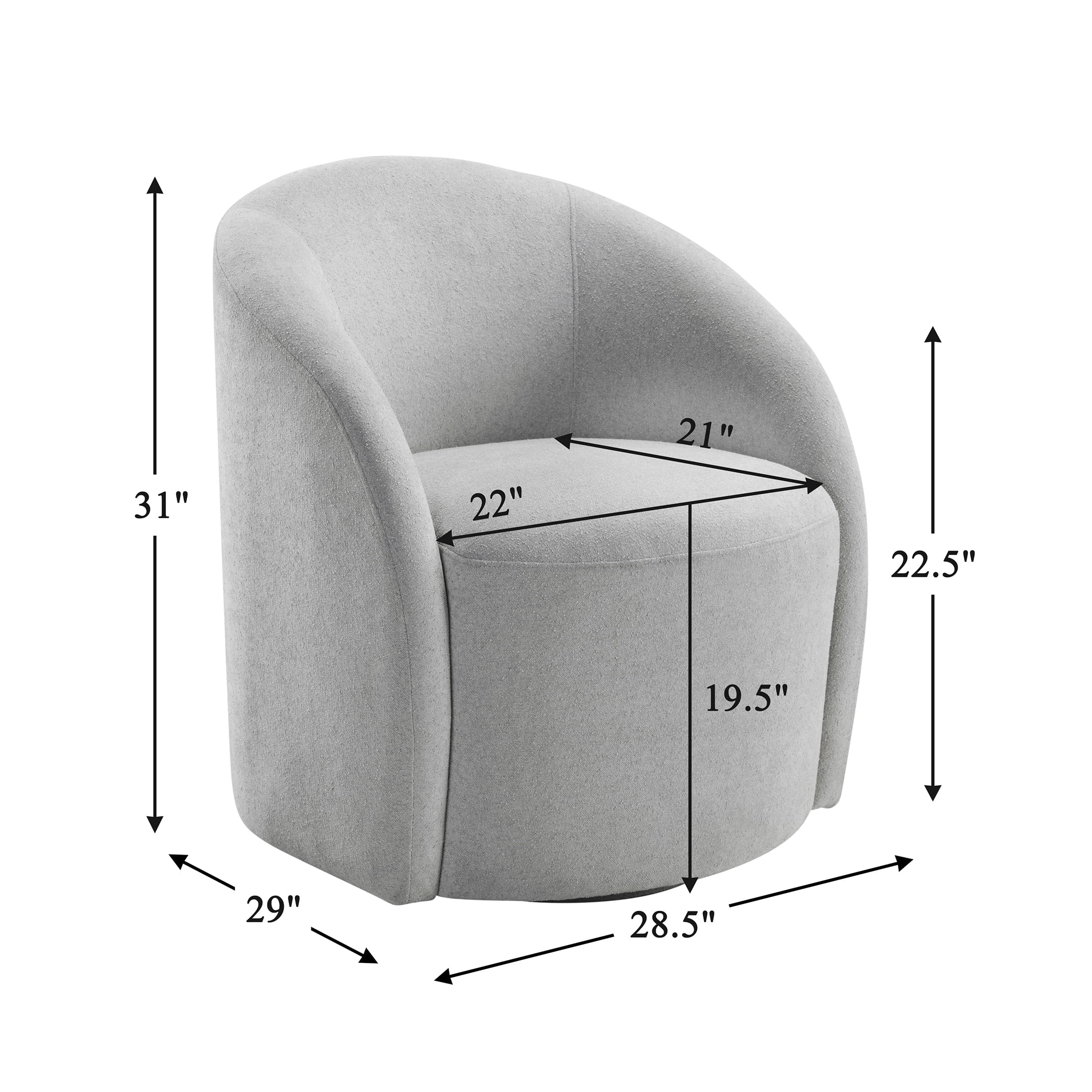 OakvillePark Thistlemere Boucle Swivel Chair, Light Gray