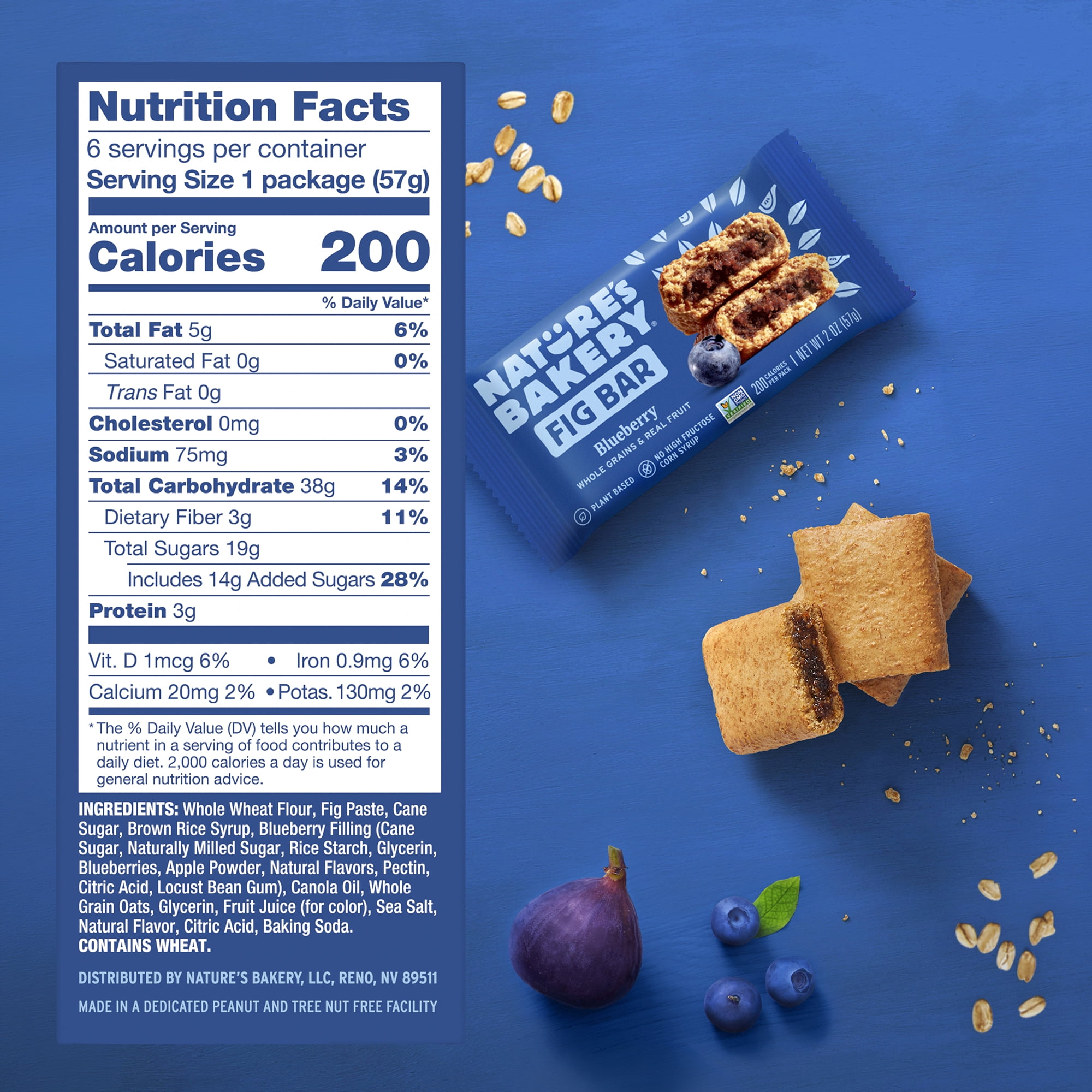 Nature's Bakery Blueberry Fig Bars, 2 oz Snack Bars (36 Ct), Plant-Based, Vegan, Non-GMO