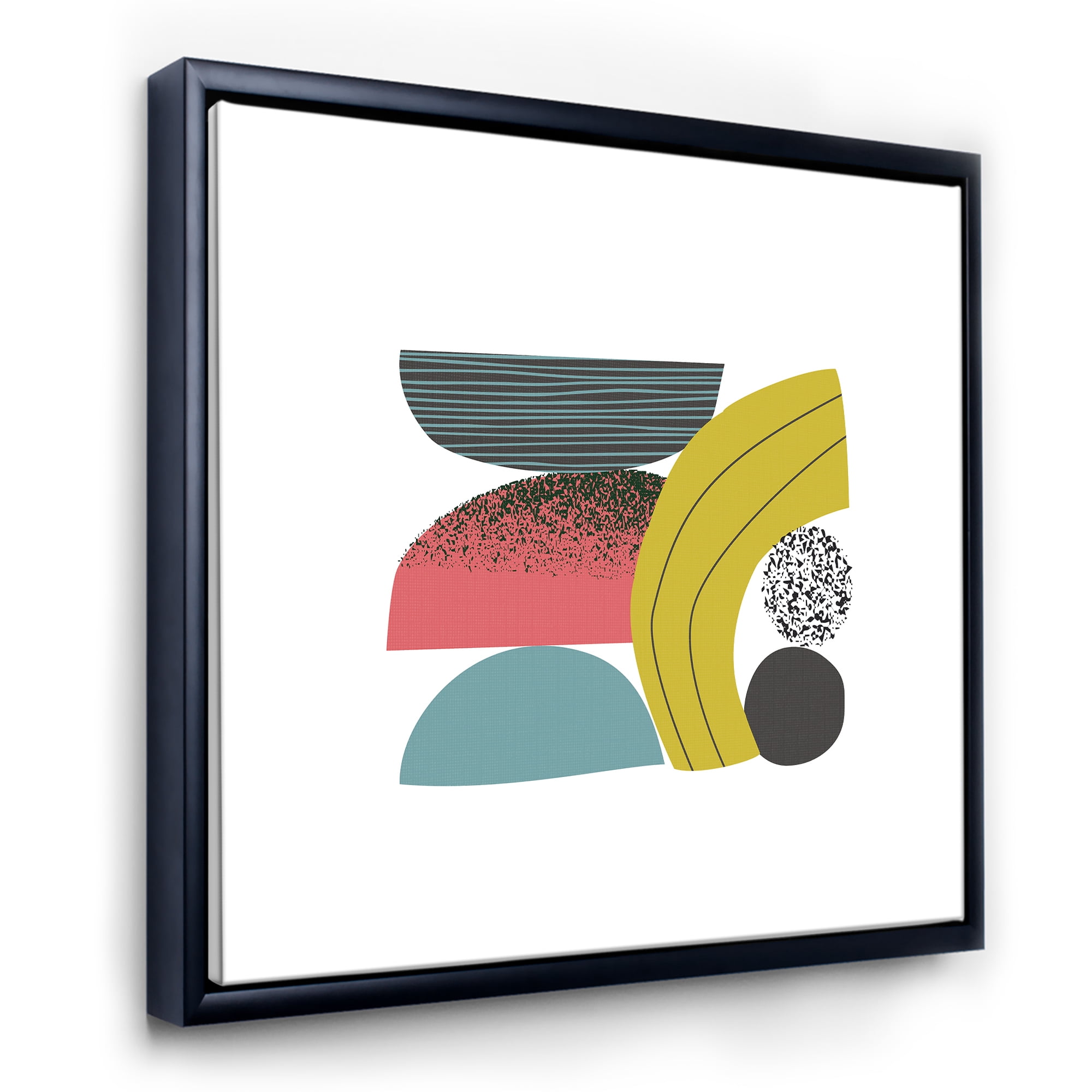 Designart 'Abstract Colorful Geometric Art Collage II' Modern Framed Canvas Wall Art Print