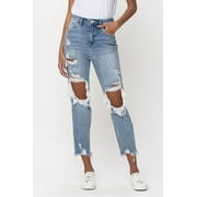 Cello High Rise Distressed Crop Straight Jeans