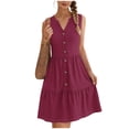 thumbnail image 3 of Oplxuo Summer Dresses for Women V Neck Sleeveless Sundresses Button Down Casual Dresses Ruffled Hem Midi Dress for Beach, 3 of 6