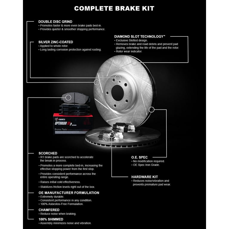 R1 Concepts Front Brakes and Rotors Kit, Brake Disc, Brake Rotors
