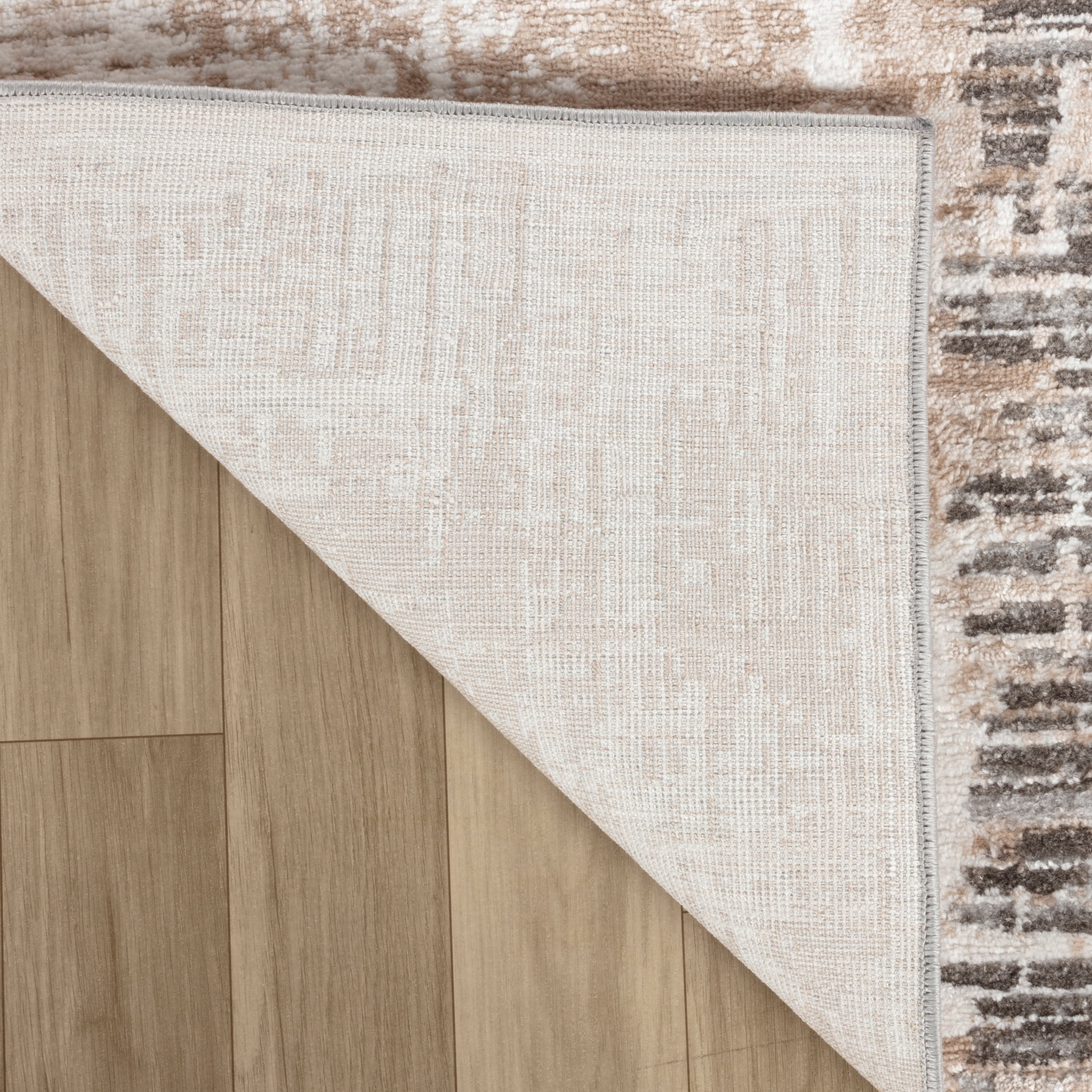 Tapis d'interieur abstrait Rug Branch Cadence, marron beige, moderne - Salon, chambre, salle a manger et cuisine