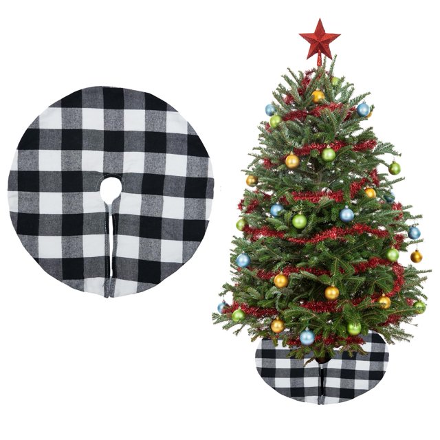 Falda decorativa para árbol de Navidad, 38 cm, color negro y blanco, Phedrew