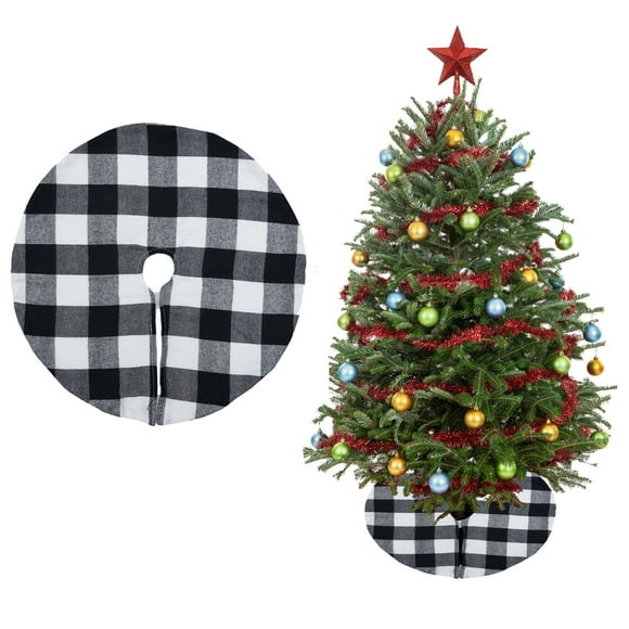 Falda decorativa para árbol de Navidad, 38 cm, color negro y blanco, Phedrew