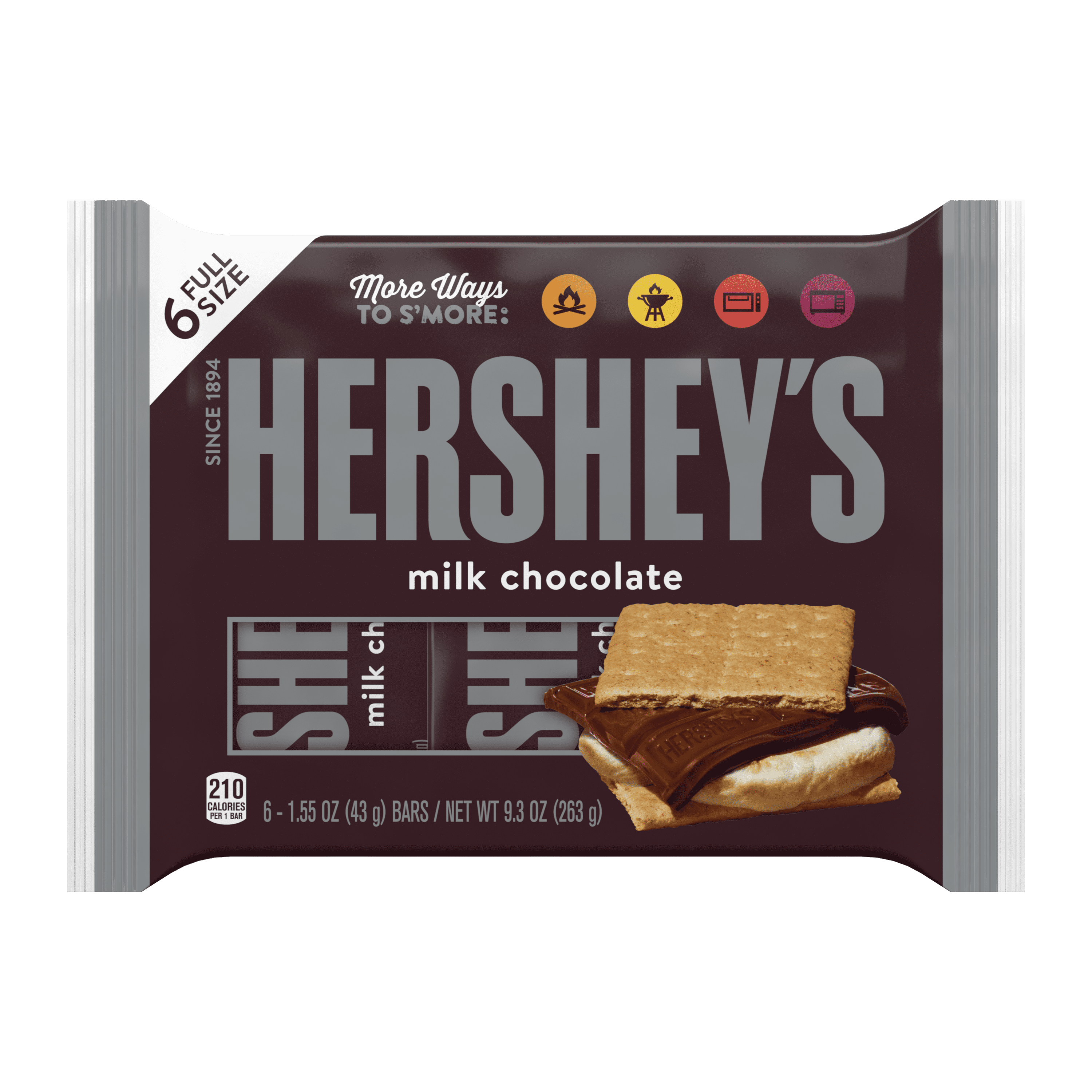 Hershey's, Milk Chocolate Candy, Individually Wrapped, Gluten Free,   oz, Bars 6 Ct 