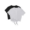 thumbnail image 6 of SAYFUT Women's Summer Crop Top Basic Short Sleeve Twist Front Tee T-Shirt Round Neck Ladies Casual T-Shirt Blouse Solid Color Tie Knot Tops,up to Size -XL Black/White, 6 of 8