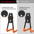 thumbnail image 4 of Gancho de pared para garaje, 8 piezas de acero para almacenamiento en garaje, gancho doble para herramientas eléctricas, escaleras, sillas, equipos deportivos (naranja), 4 of 5