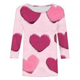 thumbnail image 5 of Styesk T-Shirts pour Femmes à Manches 3/4 Longueur, Imprimé Cœur, Hauts de Sortie, T-Shirts Confortables et Doux à Col Rond, Chandail à Enfiler, T-shirt Léger de Mode, Graphique de la Saint-Valentin, Grande Taille, Hauts Décontractés, 5 of 5