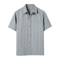 thumbnail image 3 of JTieacloth Mens Dress Shirts Summer Men's Casual Vintage Lapel Plus Size Cotton And Linen Short Sleeved Shirt(Gray,XXXL), 3 of 7
