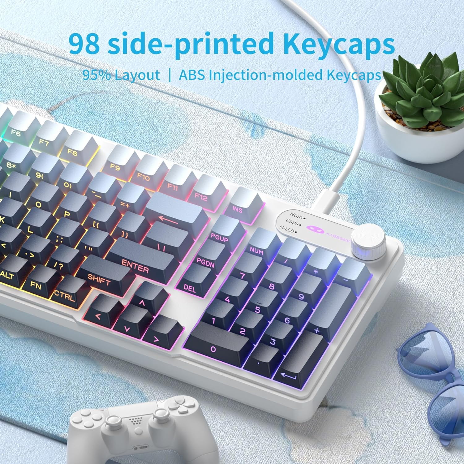 MageGee Keyboard GK960 98 Keys 95% Layout Keyboards, Type-C Connected Keyboard, Side Engraved ABS Keycaps, for PC/Loptop/MAC
