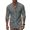 Dark Gray, variant on Men's Cotton Linen Shirt Band Collar Long Sleeve Button Down Casual Beach Yoga Tops Summer Roll-Up Sleeve Blouse