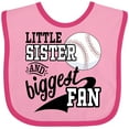 thumbnail image 3 of Inktastic Little Sister and Biggest Baseball Fan Girls Baby Bib, 3 of 4