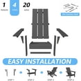 thumbnail image 5 of Kullavik All-Weather HDPE Adirondack Chairs with Smokeless Fire Pit - Set of 6 Patio Chairs，Easy Assembly, Heavy Durable Outdoor Chair for Backyard, Garden, Pool Deck，Beach，Grey, 5 of 9