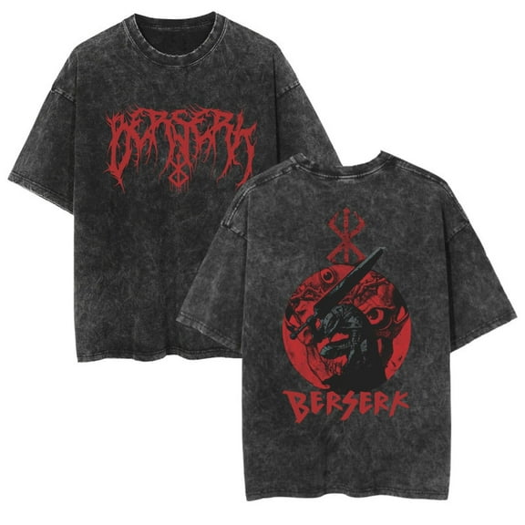 Berserk Men's Cotton Summer T-Shirts Vintage Tee Loose Fit Short Sleeve Casual Tshirts for Men Women S