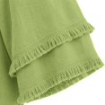 thumbnail image 4 of GILIGEGE Womens Cotton Linen Tops Flowy Summer Gauze Fringe Shirts Retro Short Sleeve V Neck Shirts Raw Hem Loose Beach Clothes，Frayed Henley Shirt Boho Tunic Blouse Light Green XL, 4 of 8