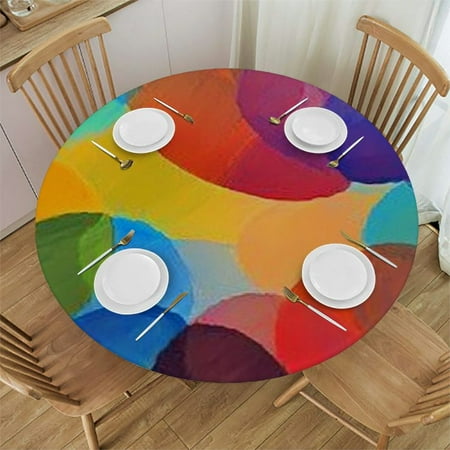 

Ollo0ord Round Colorful Splash Round Tablecloth Waterproof Table Cloth Polyester Tablecloth Table Cover for Kitchen Outdoor Party Picnic Decor 42 -46