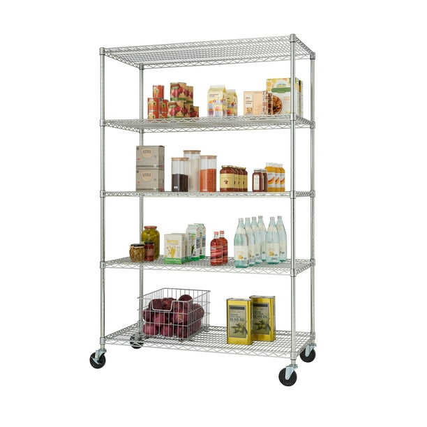 TRINITY 48"W x 24"D x 72"H 5Shelf NSF Wire Shelving Unit With Wheels