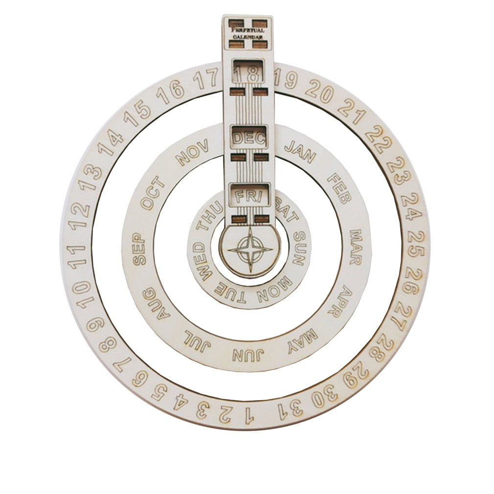 NEWLY 2021 Wooden Wall Calendar Circular Rotating Calendar Wall