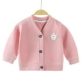thumbnail image 2 of Cardigan Sweaters for Kids V Neck Long Sleeve Button Down Solid Color Fashion Casual Outwear Pink 2-3Years, 2 of 3