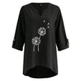 thumbnail image 4 of COSFO Floral Long Sleeve Shirts for Women Long Sleeve Casual V-Neck Black Top Cotton Linen T-Shirts Tops for Women, 4 of 5