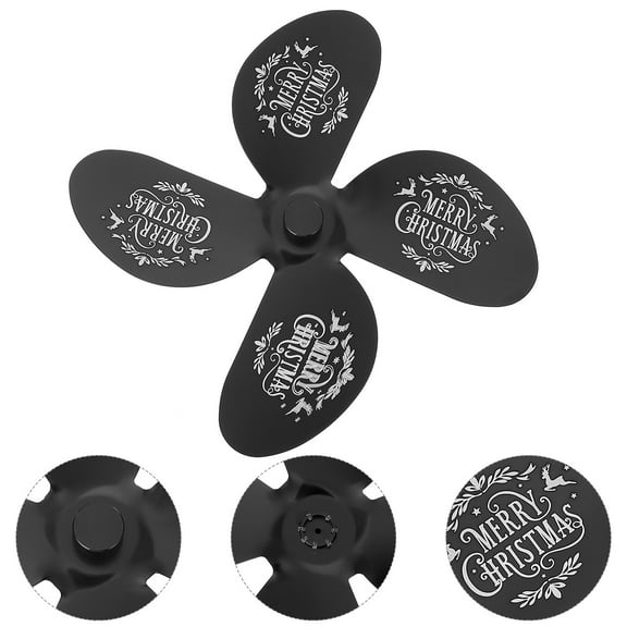 HOOWIFFY 1 Set Fireplace Fan Heat Powered Blades for Home Heating Black Aluminum Alloy