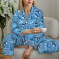 thumbnail image 6 of Uemuo Blue Fish Pattern Womens Pajama Sets,PJ Set for Women,Pajamas for Women Logo,Long Sleeve Pajama Set for Women,Soft Long Sleeve Top With Pants-X-Large, 6 of 9