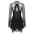 thumbnail image 5 of Aislor Women's Figure Ice Skating Layered Hollow Back Gymnastic Leotard Roller Skating Performance Dress Black XXL, 5 of 7