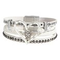 thumbnail image 2 of Pulsera envolvente de cuero sintético, pulsera apilable para atuendos de conciertos country y vacaciones. Blanco, 2 of 10