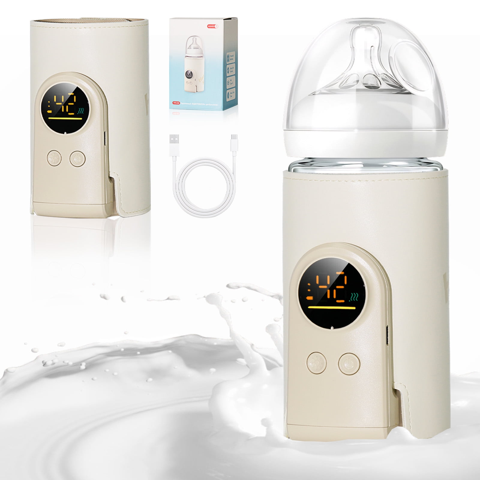 YESGIRL Upgrade Portable Bottle Warmer for Travel,6 Temp Milk Warmer with Smart Temperature Control & Night Light,Rapid Warming,Long-Lasting Warming up to 5-8H,for Breast Milk,6000mAh