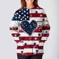 thumbnail image 3 of Women's Casual Fashion Long-Sleeve Stand-Up Collar Single-Button Independence Day Print Workwear Jacket Blue L, 3 of 5