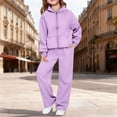 thumbnail image 6 of Tiijoy Girls Athletic Outfits Zip Up Hoodie Wide Leg Sweatpants Sweatsuit, Purple, Sizes 3-14, 6 of 6