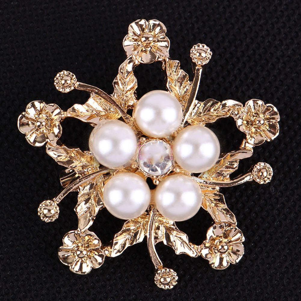 DIY Bouquet Crystal Rhinestone Pearl Flower Brooch Pin Wedding Charm Jewellery