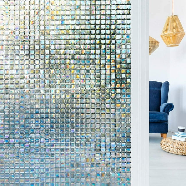 Static Cling Window Film 3D No-Glue Decorative Privacy Frosted Glass Window Film Sticker Anti-UV, for Home Kitchen Office