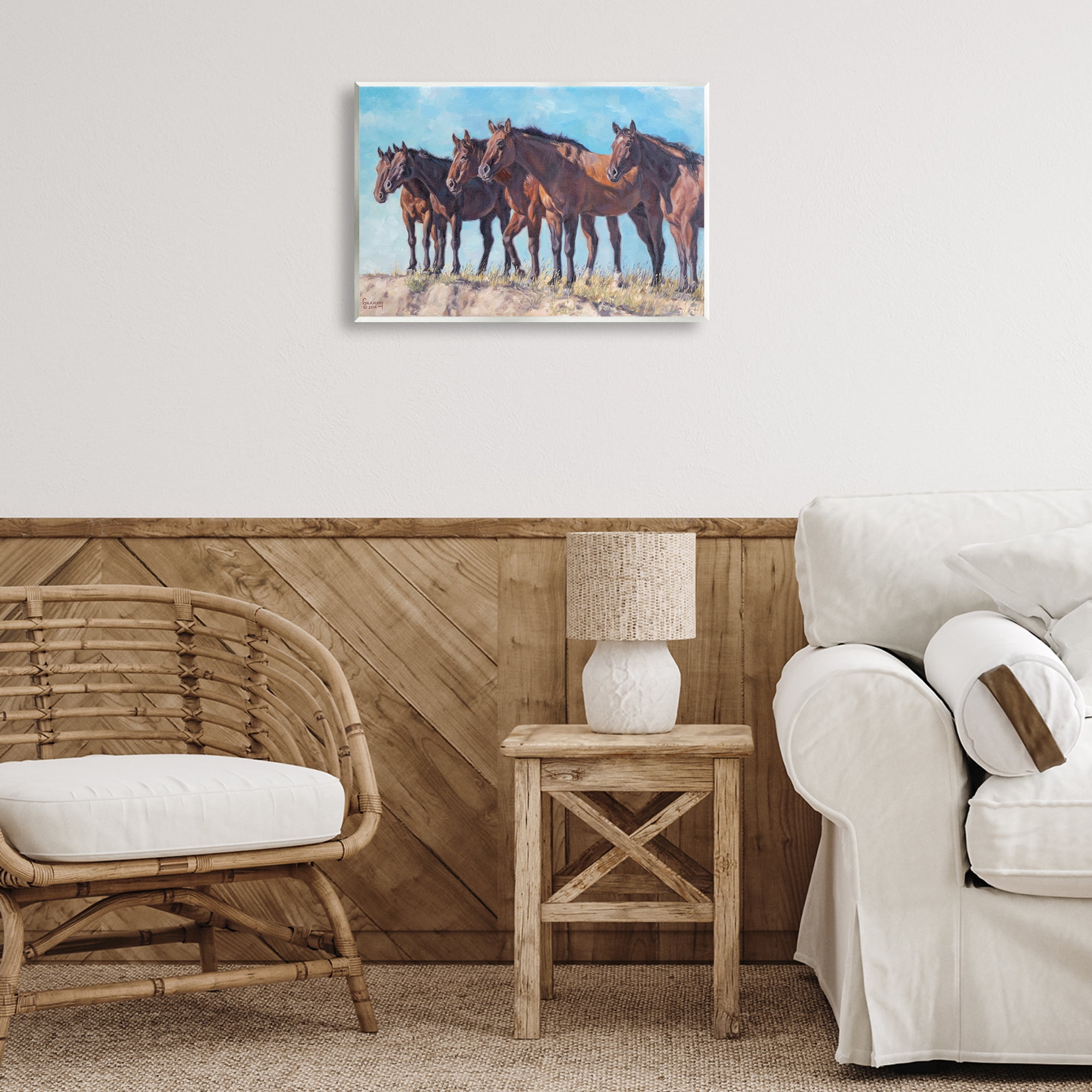 Stupell Industries Horse Herd Overlooking Desert Animals & Insects Painting Unframed Art Print Wall Art, 19 x 13
