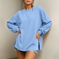 thumbnail image 4 of Trikvn Women's Oversized Crewneck Sweatshirt Long Sleeve Drop Shoulder Pullover Tops Side Slits Casual Loose Tunic Shirts Fall Winter Loungewear Comfy Clothes, 4 of 7
