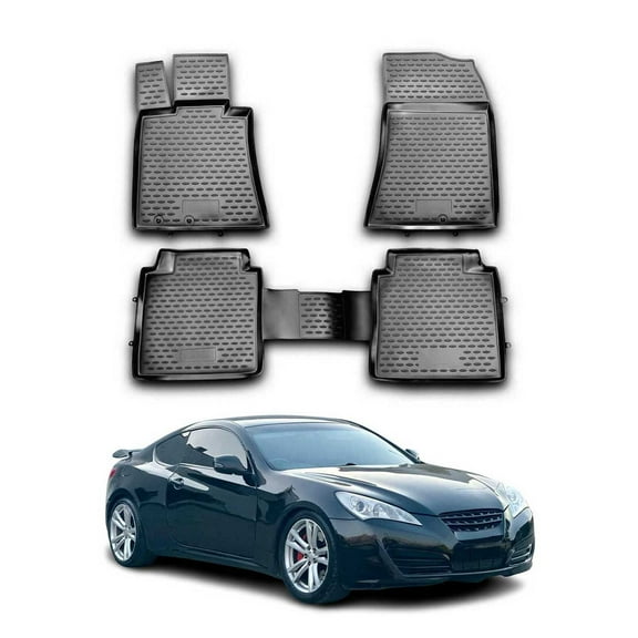 OMAC Floor Mats Liner for Hyundai Equus 2011-2016 Black TPE All-Weather 4 Pcs