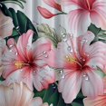 thumbnail image 5 of Orinice Pink Tropical Flower Shower Curtain Hawaii Green Palm Leaf Banana Leaves Red Flowers Hibiscus Orchid Floral Plants Spring Bathroom Polyester Fabric Decor Hanging Curtain Set  69x72, 5 of 7