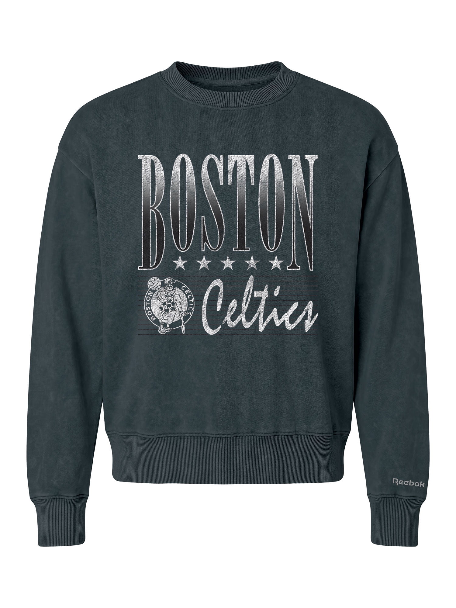 Boston Celtics Reebok Womens Denim Wash Mock Neck Sweatshirt