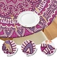 thumbnail image 2 of 44in Round Tablecloth with Elastic Edge, Waterproof Fitted Table Cover for 36-44" Tables, Floral Theme Polyester Reusable Table Cloths Wipe Clean for Picnic, Dining, Outdoor Use and Party Decor, 2 of 7