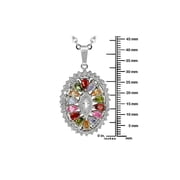 Gem Stone King 30X22MM Oval Shape Pendant with Multi Color Crystals and 18 inch Chain