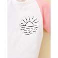 thumbnail image 6 of Toddler Baby Girls Boys Summer Clothes Outfit Sun Printed Set Short Sleeve Crewneck T-Shirt Patchwork Shorts Set 9M 12M 24M 3Y 4Y, 6 of 10