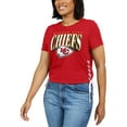 thumbnail image 4 of Women's WEAR by Erin Andrews Red Kansas City Chiefs Lace Up Side Modest Cropped T-Shirt, 4 of 4