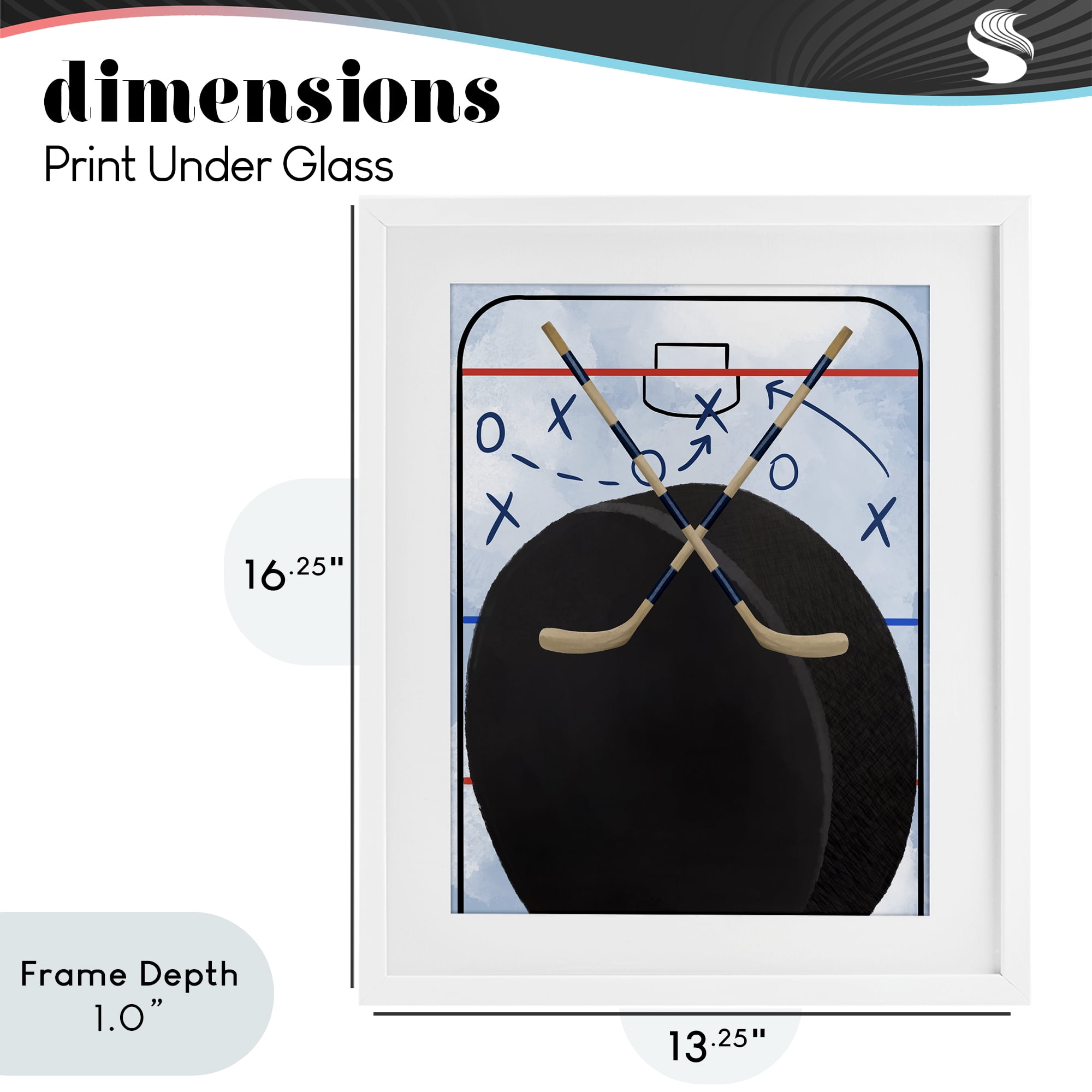 Stupell Industries Hockey Rink Tactics White Framed Print Under Glass, design by Jennifer Stith