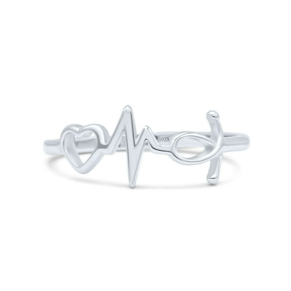 Filigree Ekg Heartbeat Promise Ring Unique Fashion Band Solid 925 Sterling Silver Thumb Ring Size 4