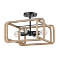 thumbnail image 1 of Camden 4-Light Semi-Flush in Matte Black with Natural Raphia Rope, 1 of 11