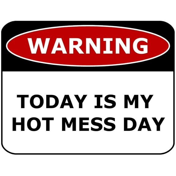PCSCP Warning Today Is My Hot Mess Day 11 inch by 9.5 inch Laminated Funny Sign