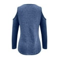 thumbnail image 4 of MIXUE Boho Tops For Women Summer Solid Color Ribbed V Neck Off Shoulder Long Sleeve Sexy Fashion Tee Shirts Sportswear,Blue,XXL, 4 of 5
