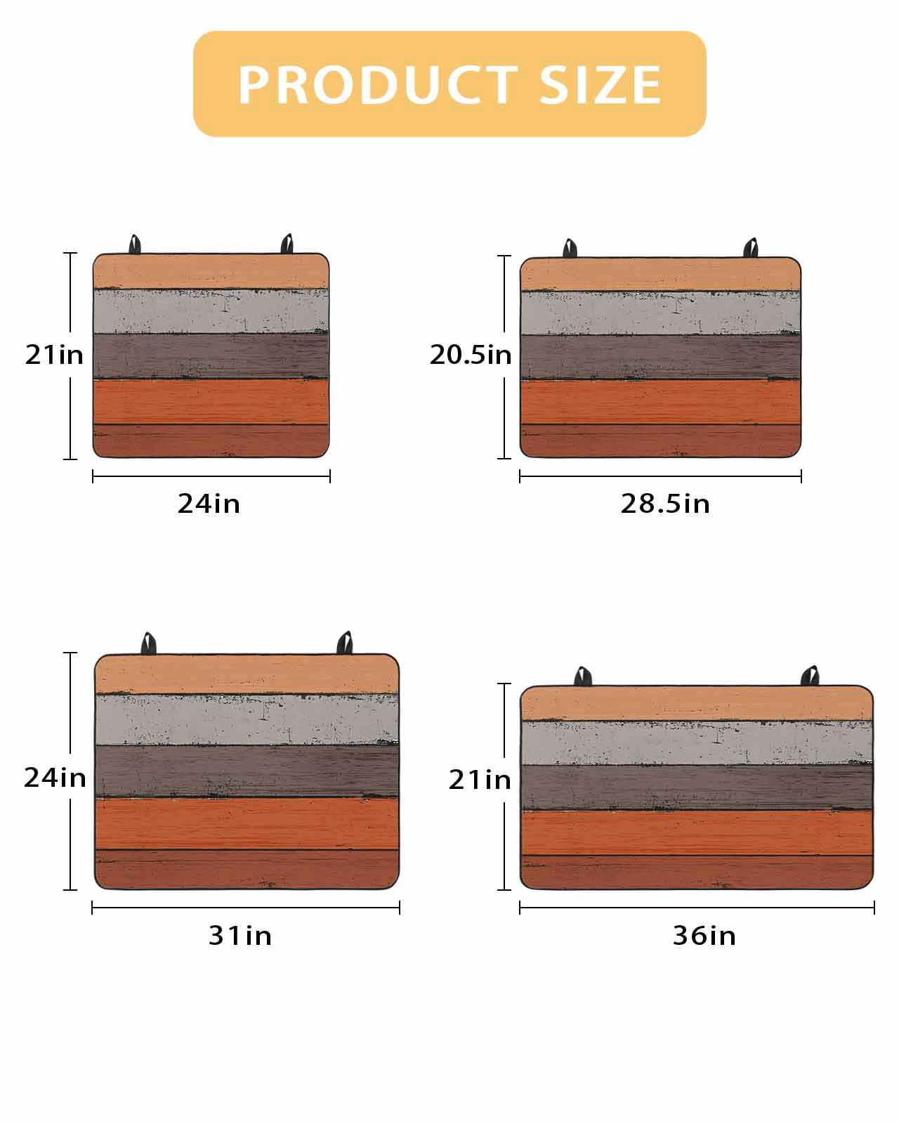 nqOlkjepod Large Induction Cooktop Protector Mat 24"x21", Burnt Orange Grey Stove Top Covers for Electric Stove, Vintage Stripe Farmhouse Wood Grain Stove Burner Cover Mats, Glass Top Stove Cover