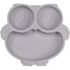 NewWestSilicone Owl Divided Plate with Sucker, 3 Compartments Dining Plate for Kids and Babies-Gray